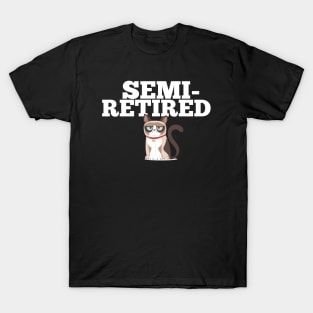 Semi-Retired Crazy Cat Sarcastic Retirement Party Office Planner T-Shirt